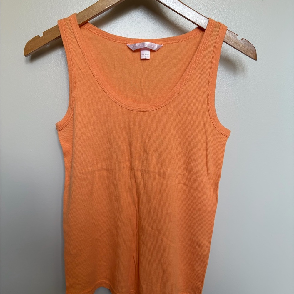 Victoria's Secret Orange Ribbed Scoop Neck Tank